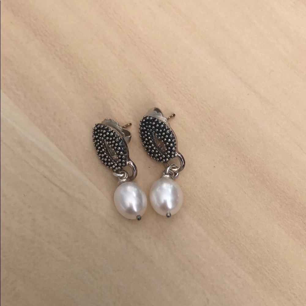 New Michael Dawkins Pearl Sterling Silver Earrings